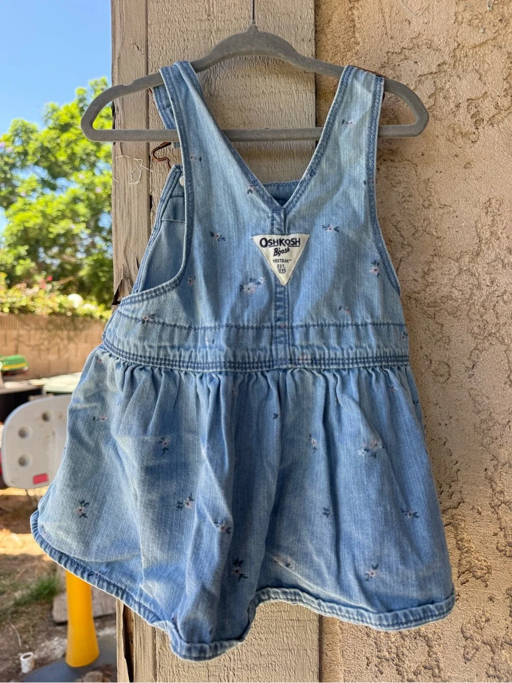 OshKosh B'gosh Light Denim Blue Floral Overall Dress
